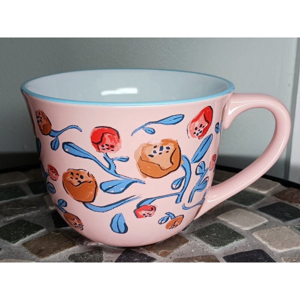 Opalhouse Stoneware Mug - Pink with Floral Design 16oz